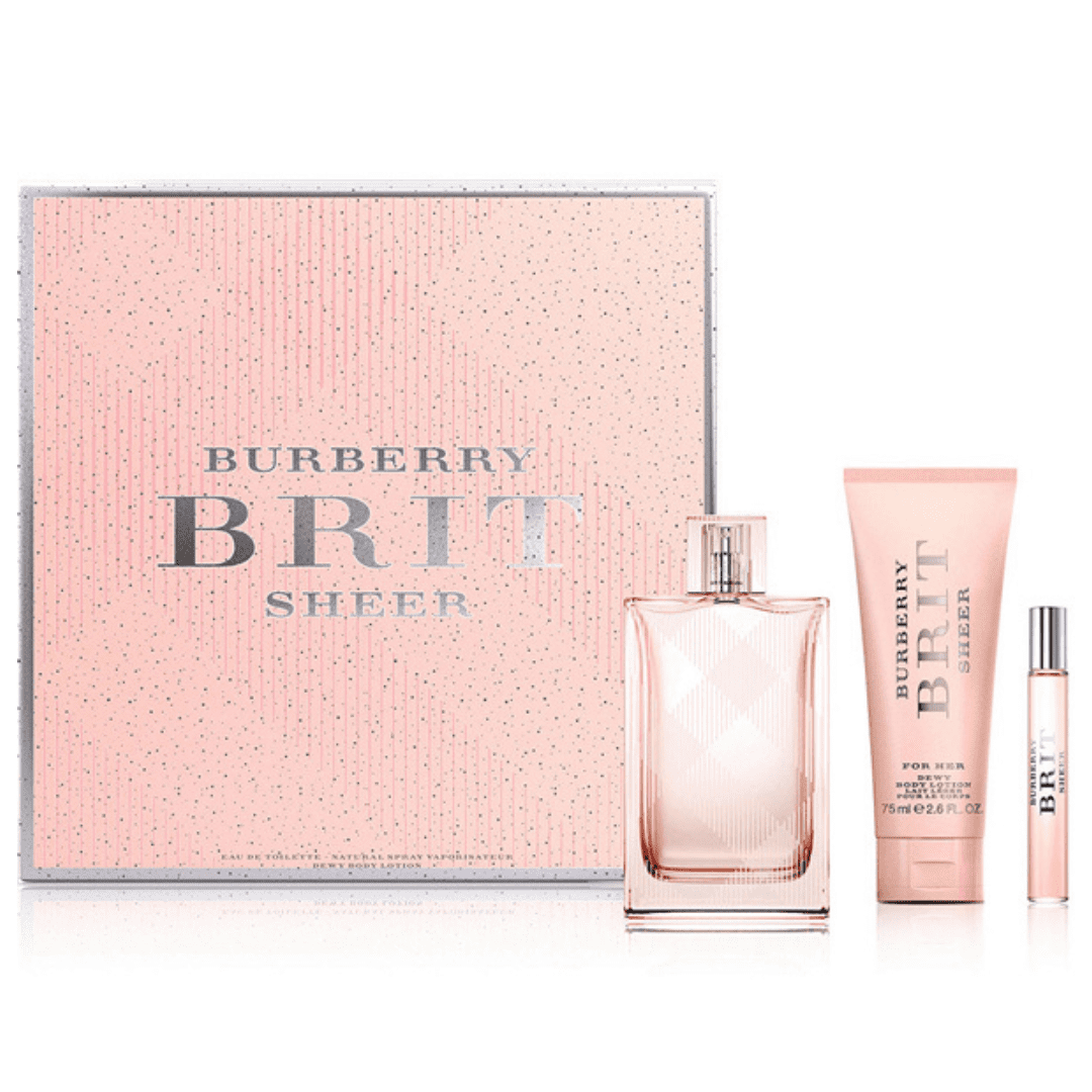 Burberry Brit Eau De Parfum For Her 100Ml + 7.5Ml + Body Lotion Set