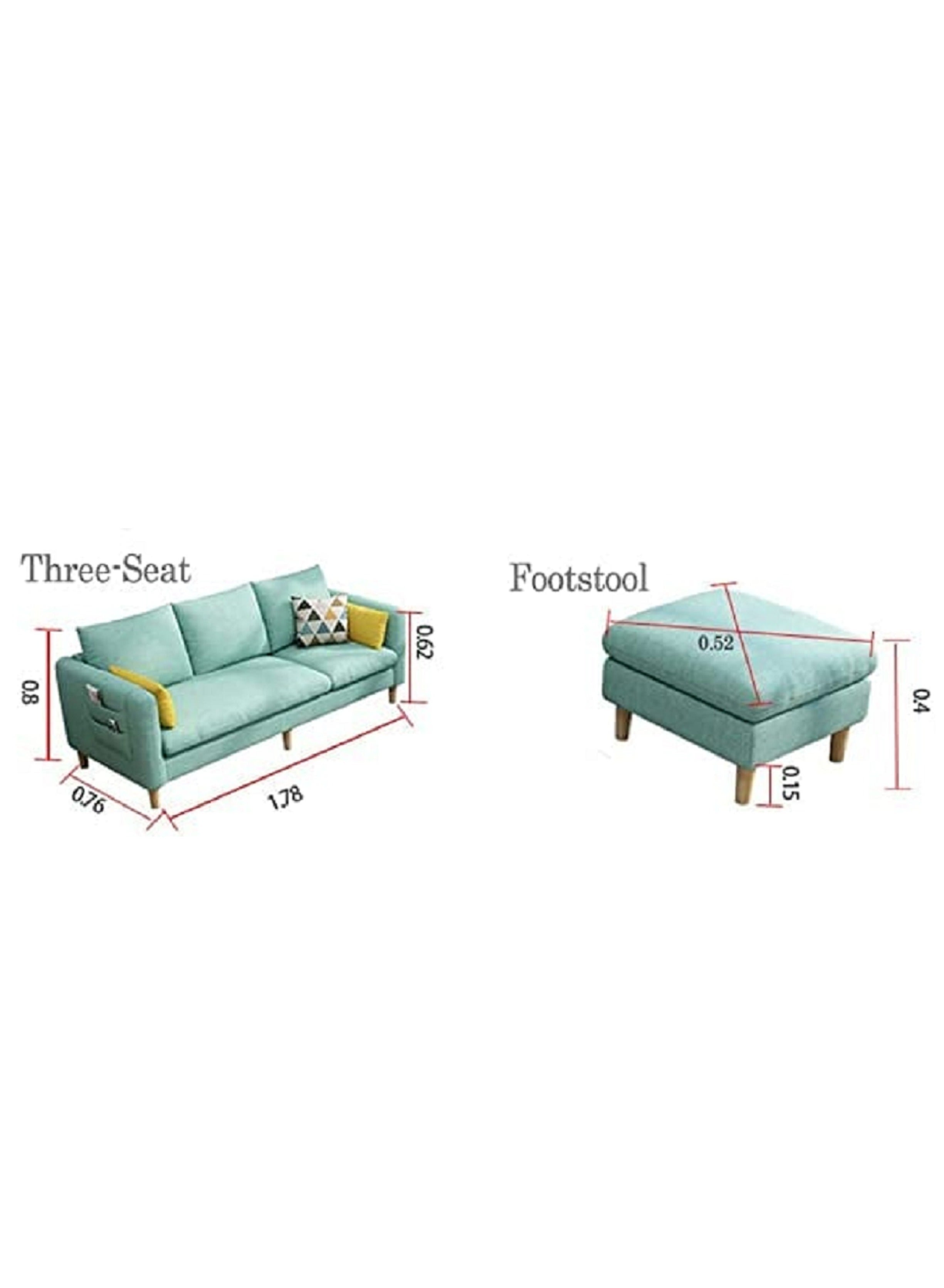 Sectional Fabric Sofa Set Cotton Furniture Home Apartment Hotel L Shape 3 Seaters Grey 178X76X80