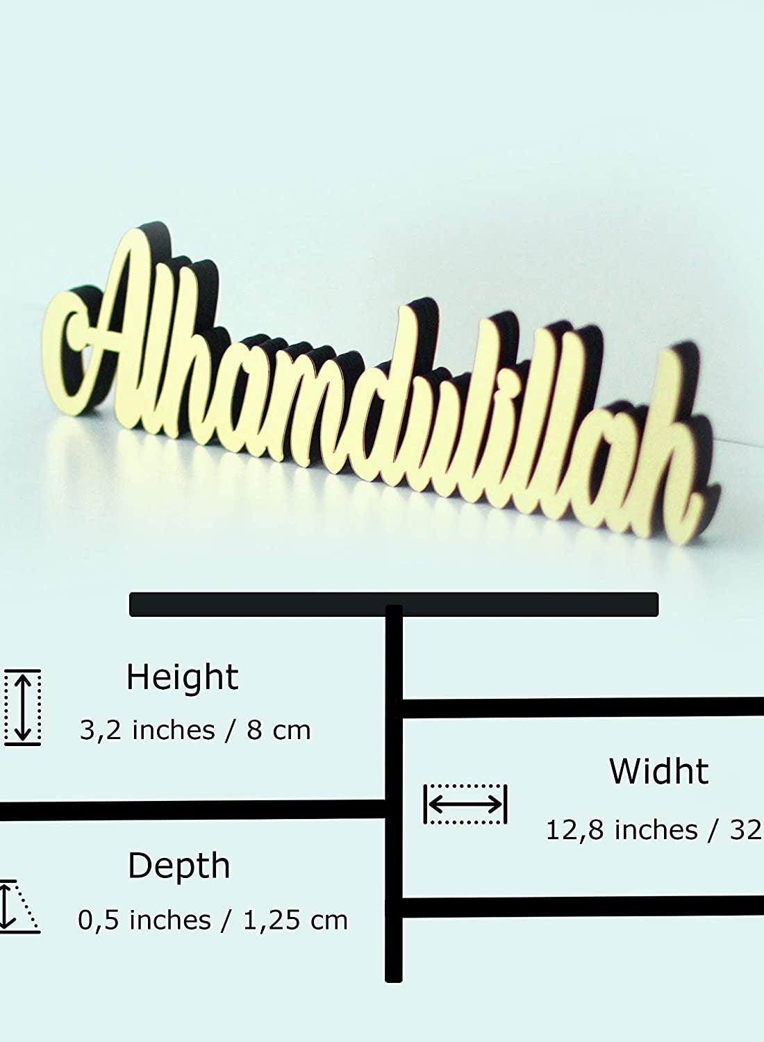 Eworld Alhamdulillah Countertop and Wall Fitted Decoration Frame for Home Décor