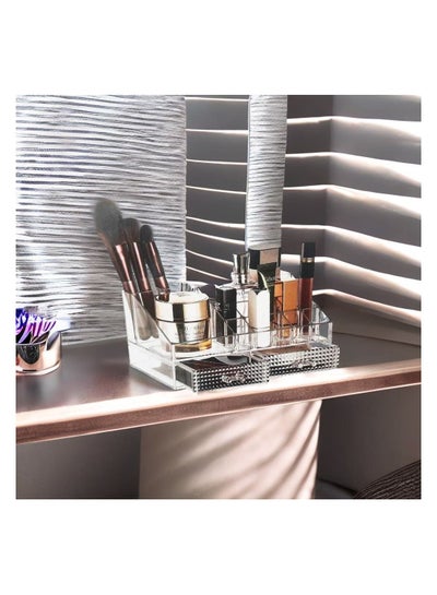 Makeup Organizer, Clear Acrylic Cosmetic Organizer Makeup Holder Display Jewelry Storage, Bathroon,Office Use, Case 2 Drawer For Lipstick Liner Brush Holder Black (Clear)