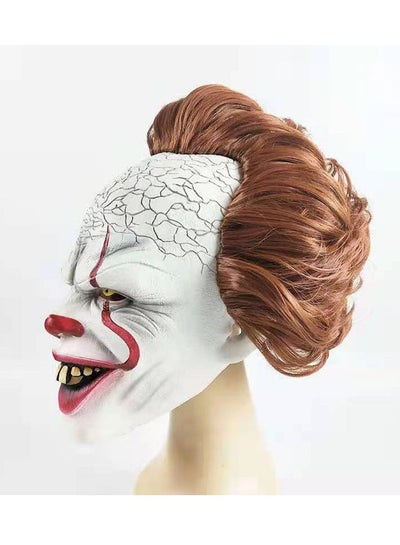 قناع المهرج Brain Giggles لكامل الوجه من Pennywise - قناع مخيف ومخيف لحفلات الهالوين التنكرية