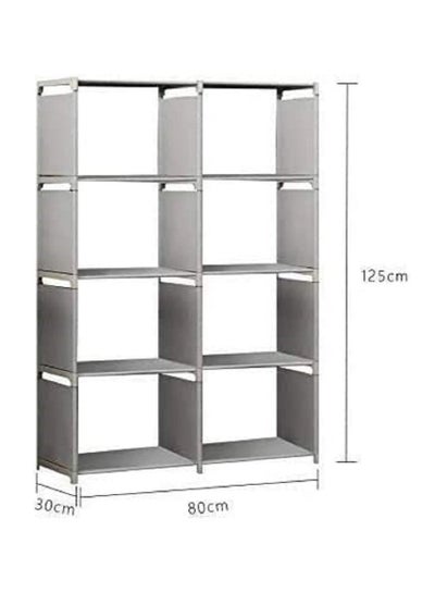 Multi-Function Book Shelf, Double Row 4-Tier Bookshelf Bookcase With 8-Cube Shelves, Simple Assembly Storage Organizer Shelf
