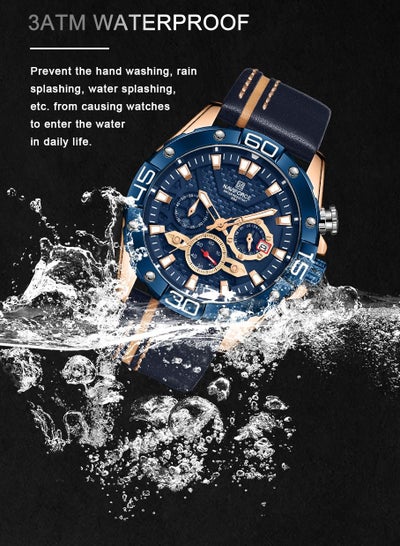 NAVIFORCE men's fashion quartz watch chronograph leather watch men's wrist sports NF8019L 30m waterproof reloj
