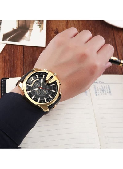 CURREN Men Watches Luxury Gold Male Fashion Leather Strap Outdoor Casual Sport Wristwatch with Big Dial