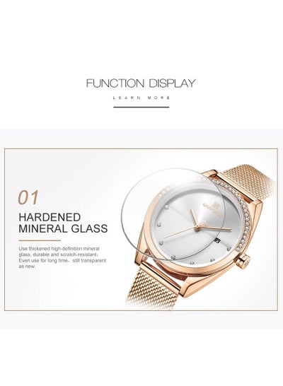 NAVIFORCE Luxury Fashion Simple Diamond Women Watch Stainless Steel Waterproof Wristwatches with Date NF5015
