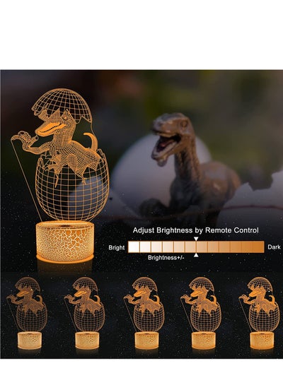 Dinosaur Gifts  3D Multicolor Night Light for Kids Dinosaur Trex Bedside Lamp with Remote Control and Timing Function 16 Color Changing Ramadan Halloween Birthday Gift for Child Baby Boy