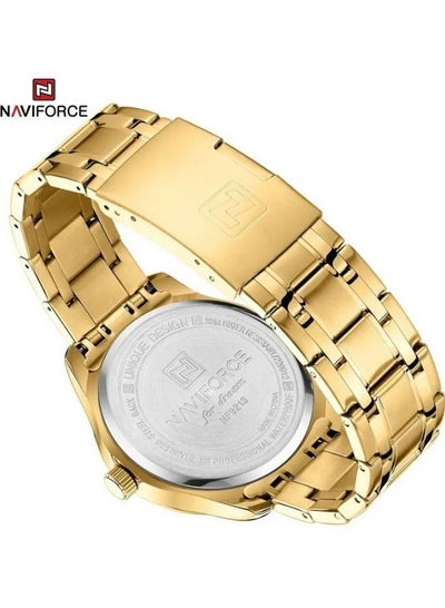 ساعة NAVIFORCE Fashion كاجوال من الستانلس ستيل مقاومة للماء، ساعة يد كوارتز كلاسيكية للأعمال NF9213