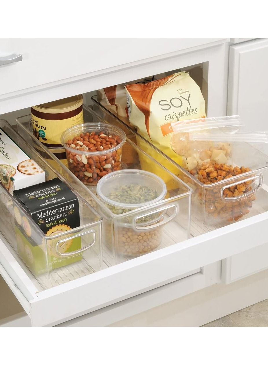 Eworld Pack of 2 Clear Plastic Refrigerator Storage Organizer Bins Food Container Box with Handles for Fridge Freezer Pantry Kitchen Cabinet