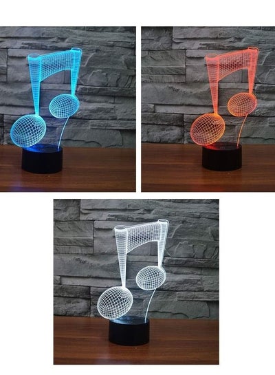 Music Notes Pattern 3D Optical Illusion Lamp Kids Bedroom Desk Visual LED Night Light 7 Colors Changing Touch Switch Children Gifts Home Decoration