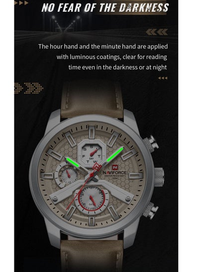 NAVIFORCE NF9211L Men Watches Leather Band Calendar Quartz Watch Military Waterproof Sport Leisure Watch Men Gift Reloj Hombre