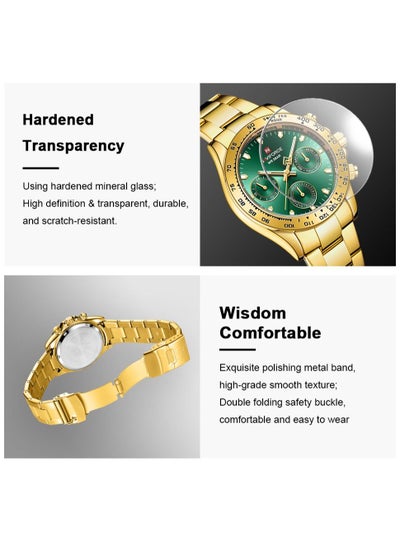 NAVIFORCE Mens/Womens Fashion Multifunction Watches Quartz Analog Stainless Steel Waterproof Watch NF9193