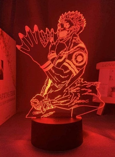 متعدد الألوان 3D أنيمي الوهم مصباح Ryomen SuKuna ضوء Jujutsu Kaise LED ضوء الليل لعيد ميلاد Jujutsu Kaise ضوء الليل Ryomen Sukuna التحكم عن بعد التحكم عن بعد