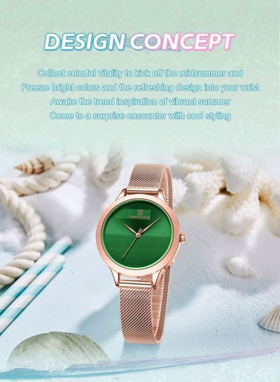 2023 جديد وصول NAVIFORCE NF5027 رومانسية ساحرة كوارتز نساء ساعات فاخرة سوار فولاذي غير قابل للصدأ الأخضر الهاتفي سيدة ساعة reloj mujer