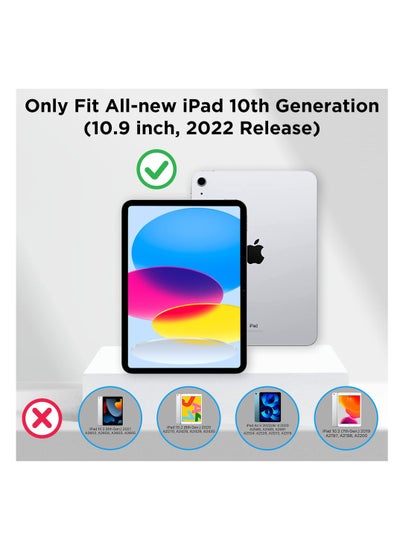 iPad 10th Generation Case 10.9 Inch 2022 Slim Tri-fold Stand Soft Back with Pencil Holder for iPad 10th Gen Support Touch ID Auto Sleep/Wake and Honeycomb Grid Cushion Design