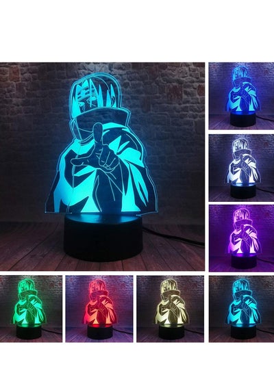 3D Night Lights Uchiha Sasuke Night Light 7 Color Changing Led Kids Bedside Fixtures 3D Visual Anime Remote Control Lamp Boys Fans Man Child Xmas Toys Gifts (Sasuke)