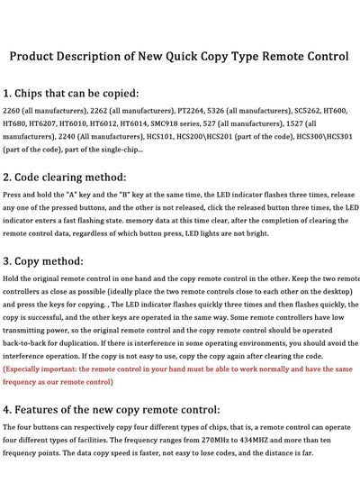 Remote Control Keys Electric Gate Fob Universal Gate Fob 433mhz Cloning Wireless for Garage Door Gate