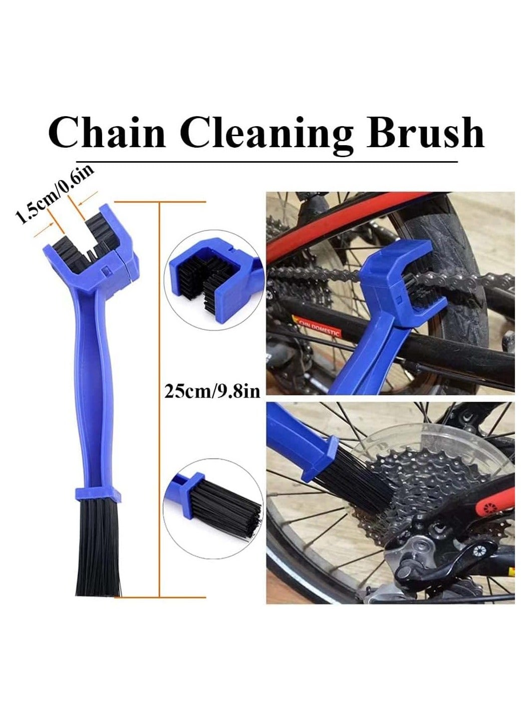 Bike Chain Cleaner, 4 Pack Bike Cleaning Kit, Portable Bike Chain Scrubber and Chain Brush, Bicycle Cleaning Brush Tool for Cycling, Mountain Bike, Road Bike, BMX
