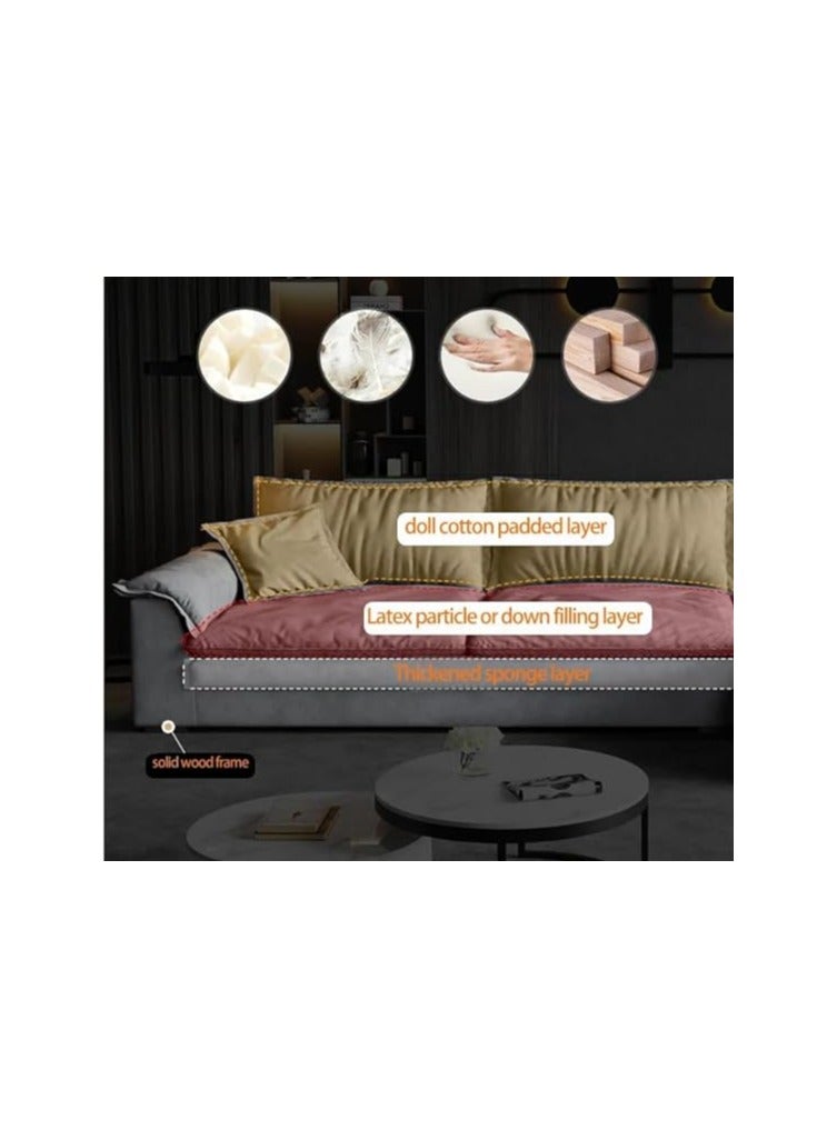 Italian Technology Fabric Sofa Light Luxury Down Latex Sofa Super Large Sitting Wide Living Room Size Combination Sofa