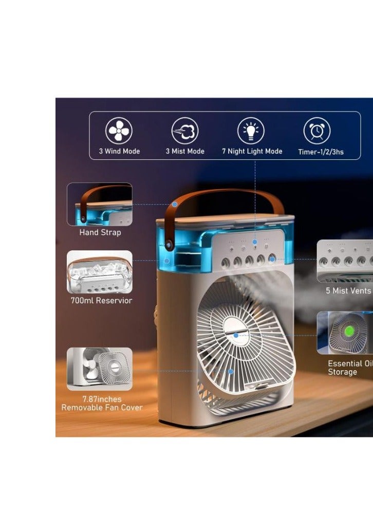 Water Mist Spray Fan, High Grade White Water Cooled Fan Portable for Tabletop | Desktop Humidifier Cooler Fan Mini Air Conditioner Portable Air Cooler Spray Water Mist Fan