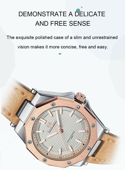 NAVIFORCE NF5026 كوارتز سوار جلدي فاخر نساء بسيط سيدة ساعة مقاوم للماء نساء ساعات أنثى ساعة Reloj Mujer