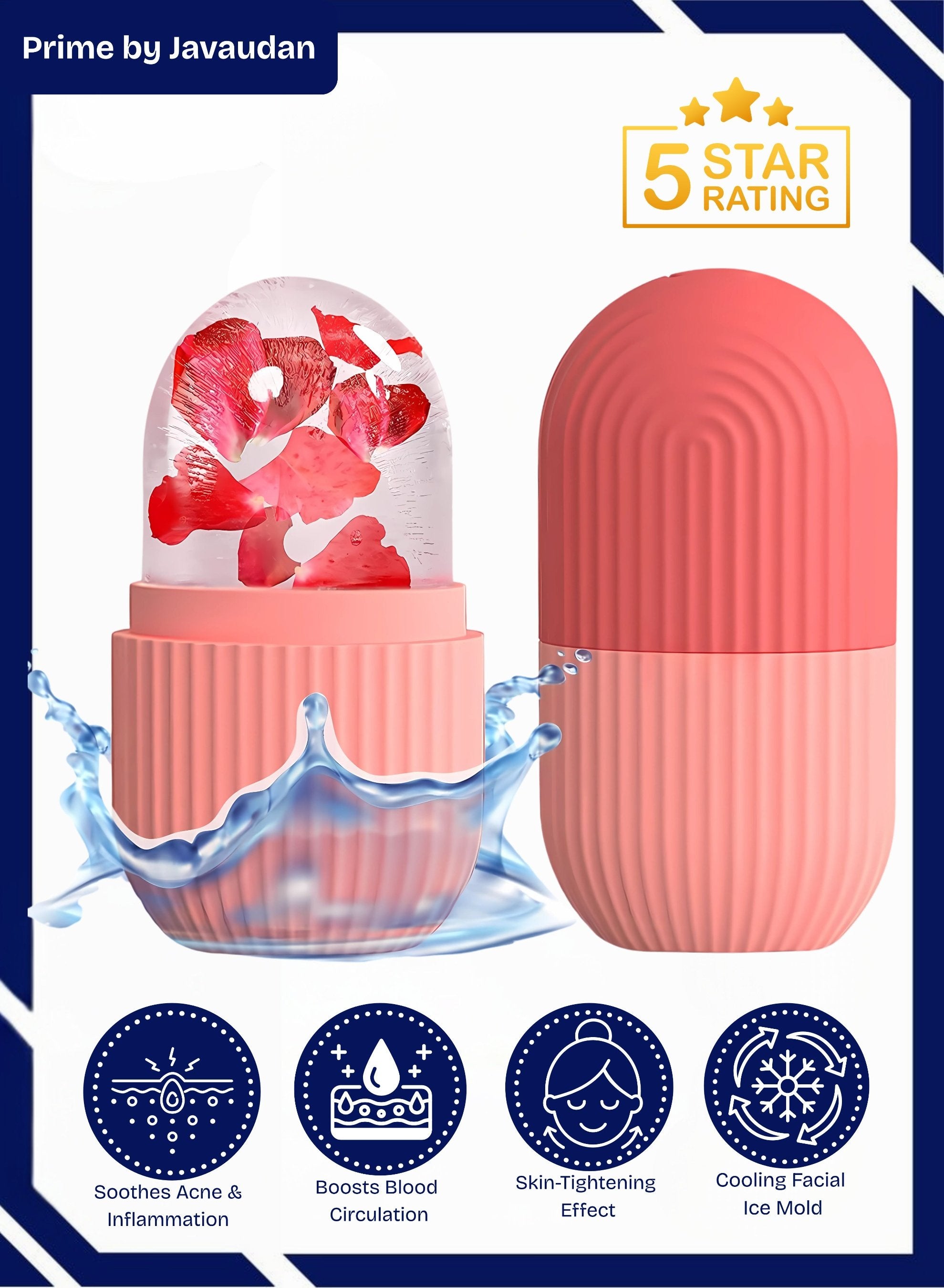Ice Mold Ice Maker for Face with Anti-Leak& Drip System, Contour Cube Ice Roller, Silicone Ice Holder for Face Ice Face Roller Skin Care Tools Gift for Women