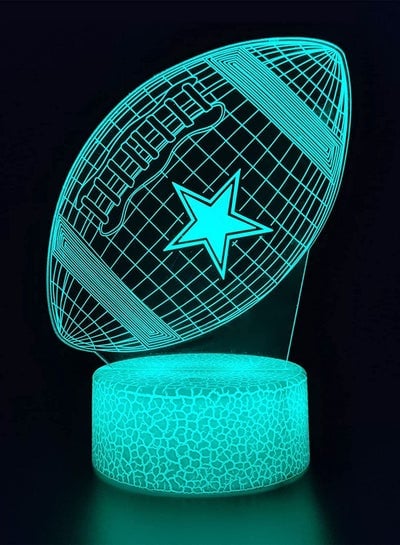 3D LED Night Light Lamp, baseball cap, Football Helmet, Basketball Flat Acrylic Optical Illusion Lighting Lamp with 16 Colors Touch Sensor with Remote Control, Sports Fan Nightlight Gift for Kids Boys