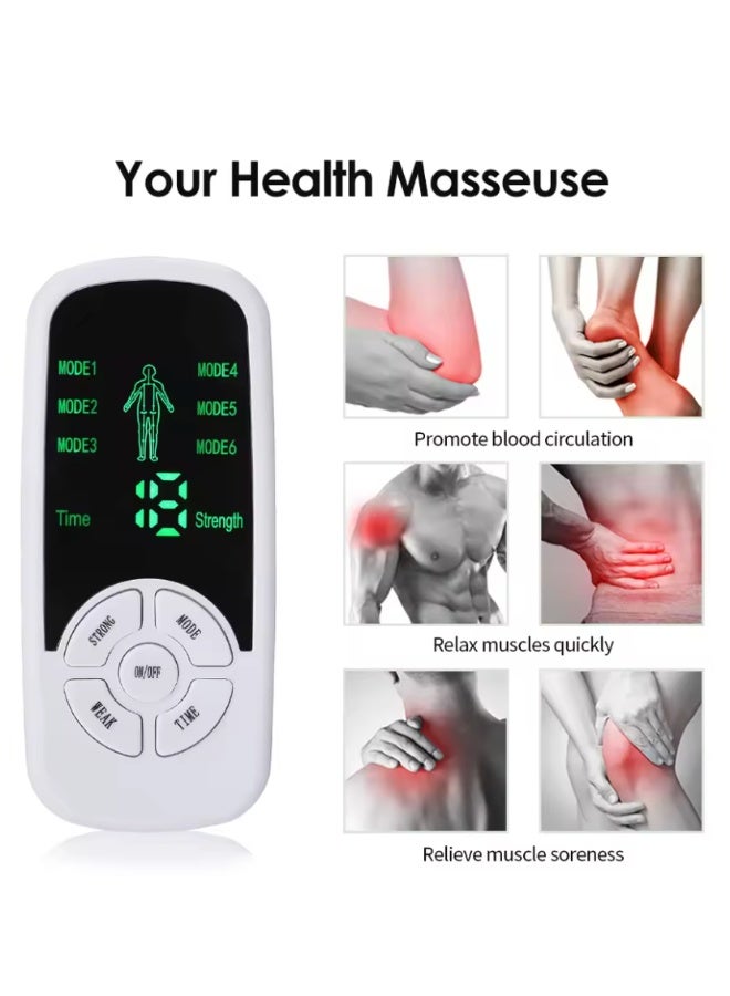 Multi-Functional Digital Electric Muscle Stimulator 6 Modes 10 Levels Digital Massager LED Display Mini Body Massager for Neck Leg Back