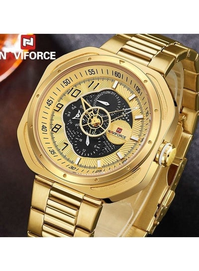ساعة NaviForce NF9141 Day Date الفاخرة كرونوغراف فولاذية