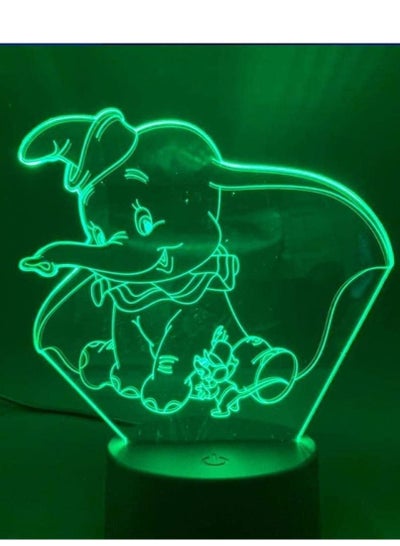 3D Illusion Lamp LED Night Light Movies Little Young Dumbo Baby Children for Bedroom Decor Touch and Remote Desk Lamp Christmas Gift