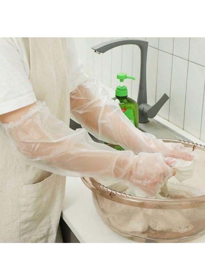 10 Pieces Disposable Extended Thickened Arm Gloves Household Dishwashing TPE Gloves Food-grade 60cm Waterproof Antifreeze