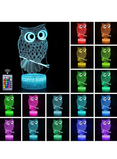 Owl Night Light for Kids 3D Optical Illusion Light 16 Colour Changing Night Lamp with Remote Control Bedside Lamp  Birthday Gifts for Children and Adult