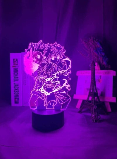مصباح الوهم ثلاثي الأبعاد LED ضوء الليل Gon and Killua الشكل Anime Hunter X Hunter لديكور غرفة الأطفال هدية للأطفال Hxh ديكور غرفة الأطفال بجانب السرير