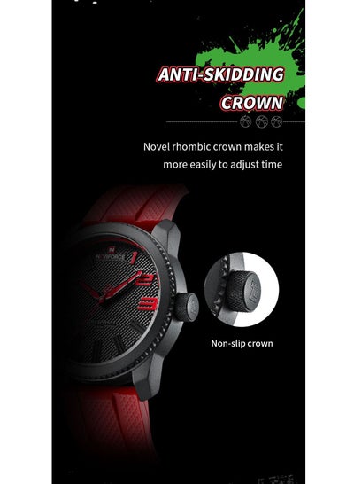 NAVIFORCE NF9202T سيليكون باند ساعة رياضية مقاومة للماء للرجال ساعة يد كوارتز عادية تصميم مقاوم للصدمات ساعة رجالية Relogio Masculino