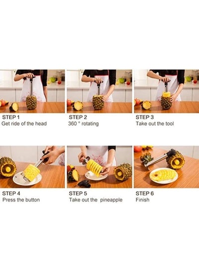 Stainless Steel Pineapple Core Remover Tool for Home & Kitchen with Sharp Blade for Diced Fruit Rings All in One Pineapple Tool Peeler