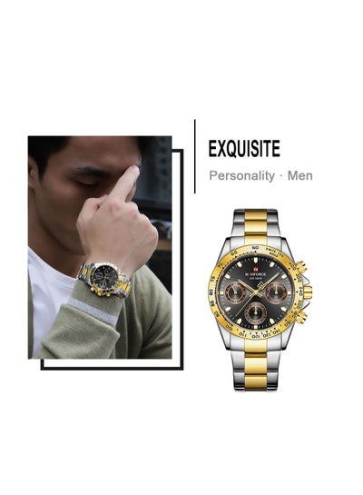 NAVIFORCE Mens/Womens Fashion Multifunction Watches Quartz Analog Stainless Steel Waterproof Watch NF9193