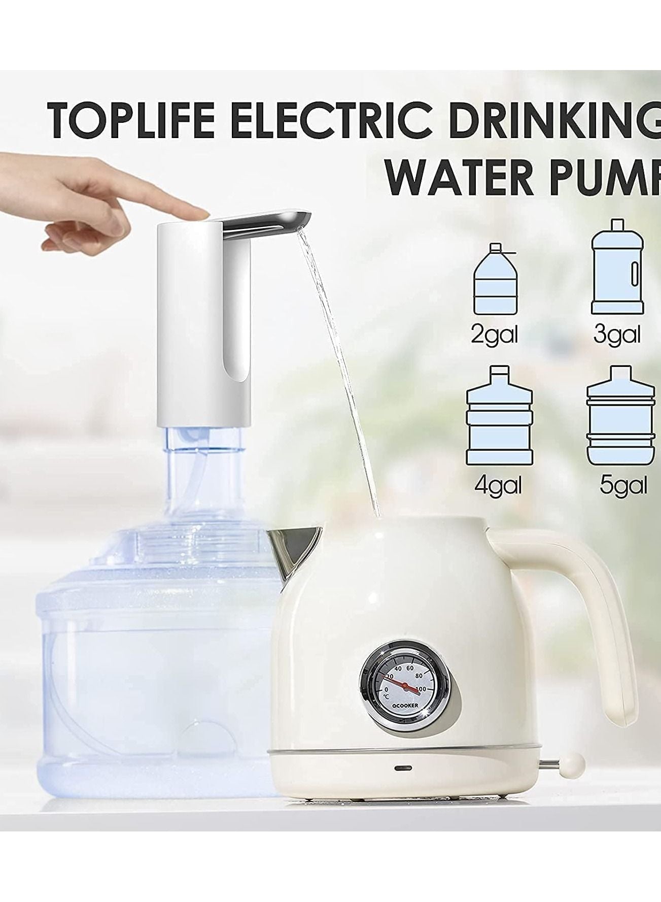 Eworld 5 Gallon Foldable Water Dispenser with Digital Display and Automatic Electric Pump, USB Rechargeable, Perfect for Home, Office and Outdoor Use