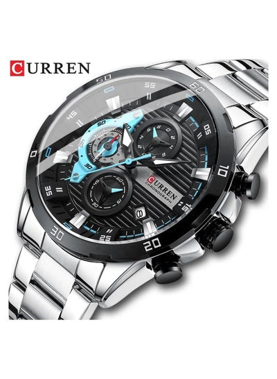 8402 Men's Watch Water Resistant Stainless Steel Fashion Quartz Business Wrist Watch - Silver