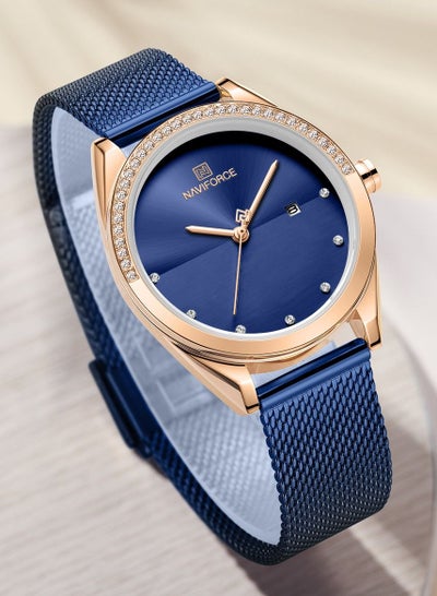 NAVIFORCE Luxury Fashion Simple Diamond Women Watch Stainless Steel Waterproof Wristwatches with Date NF5015
