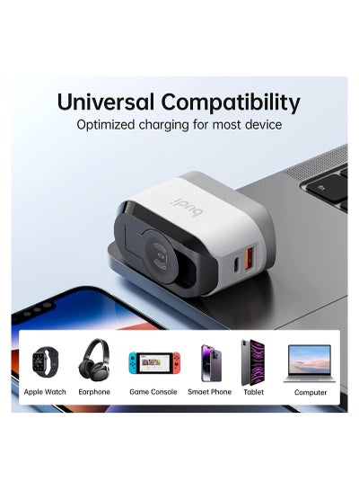 BUDI iPhone Fast Charger with Foldable Apple Watch Wireless Charging USB PD 38W Wall Charge Travel Charger for Apple Watch Block Wall Charger iPhone 13/12/Mini/12 Pro Max Phone AirPods, Apple Watch