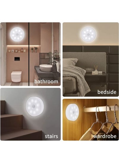 6 Pieces Motion Sensor Night Light Indoor Rechargeable Small Led Closet Light Warm and White Wireless Activated Sensored Smart Cabinet Lights Battery Operated for Hallway Stairs Bedroom