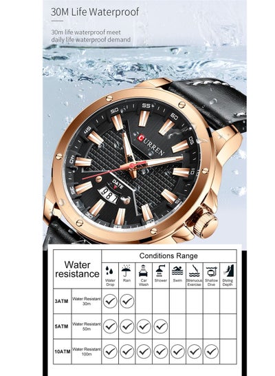 Watch CURREN 8376 for Men Luxury Brand Fashion Quartz Wristwatch with Leather Strap Casual Business Clock Male