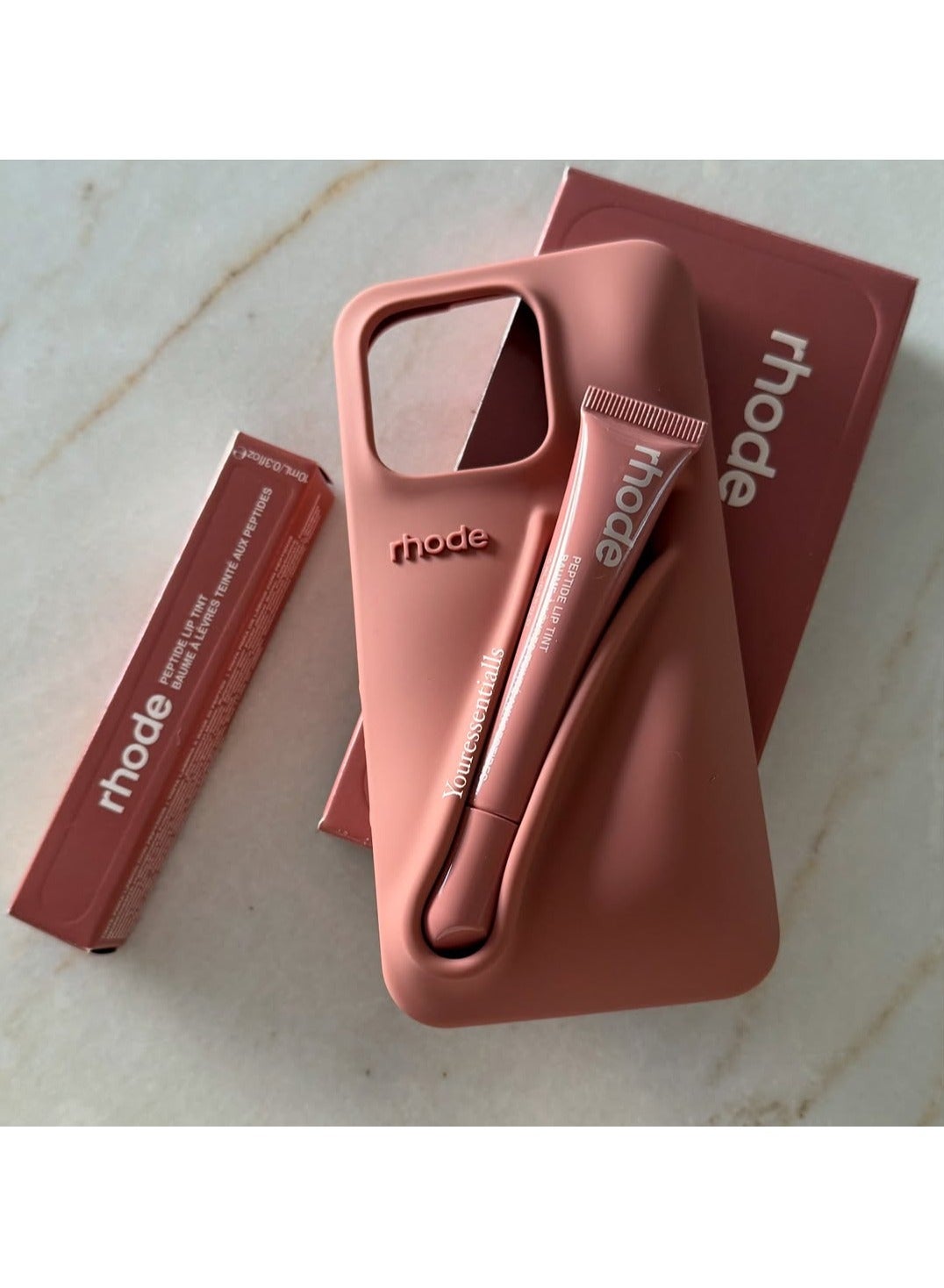 Rhode Phone Case with Peptide Salty Tan Lip Tint, Protective Mobile Co