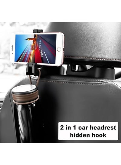 2 Pieces Car Seat Hooks, 360° Rotation Hidden Hooks, Keep Your Car Tidy and Organized for your Phone, Purse, Grocery Bag and Purse
