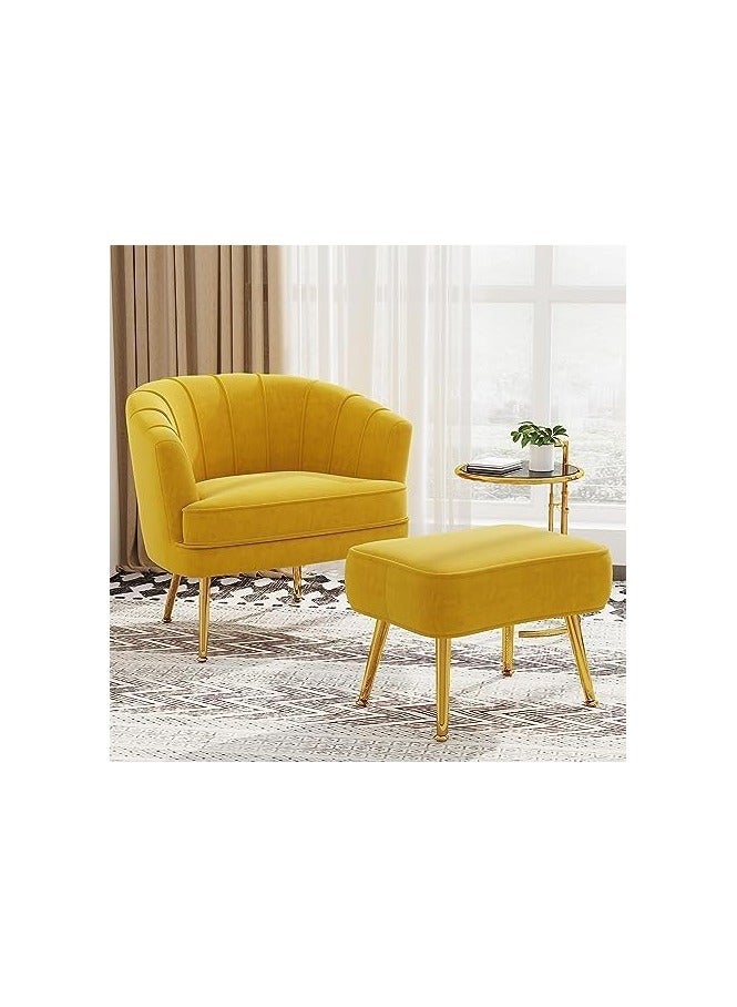 Exclusive Velvet Accent Chairs For Living Room Bedroom Office Upholstered Single Sofa Chair Arm Chair Comfy Chair Reading Club Coffee Chair With Metal Legs