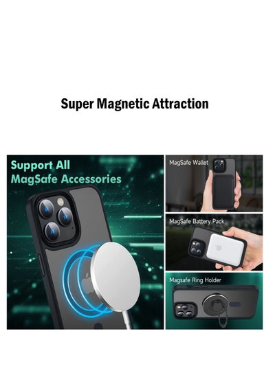 جراب iPhone 14 Pro Magsafe بتصميم الدخان، جراب أسود يدعم الشحن اللاسلكي، جراب عالي الجودة لهاتف iPhone 14 Pro 6.1 بوصة