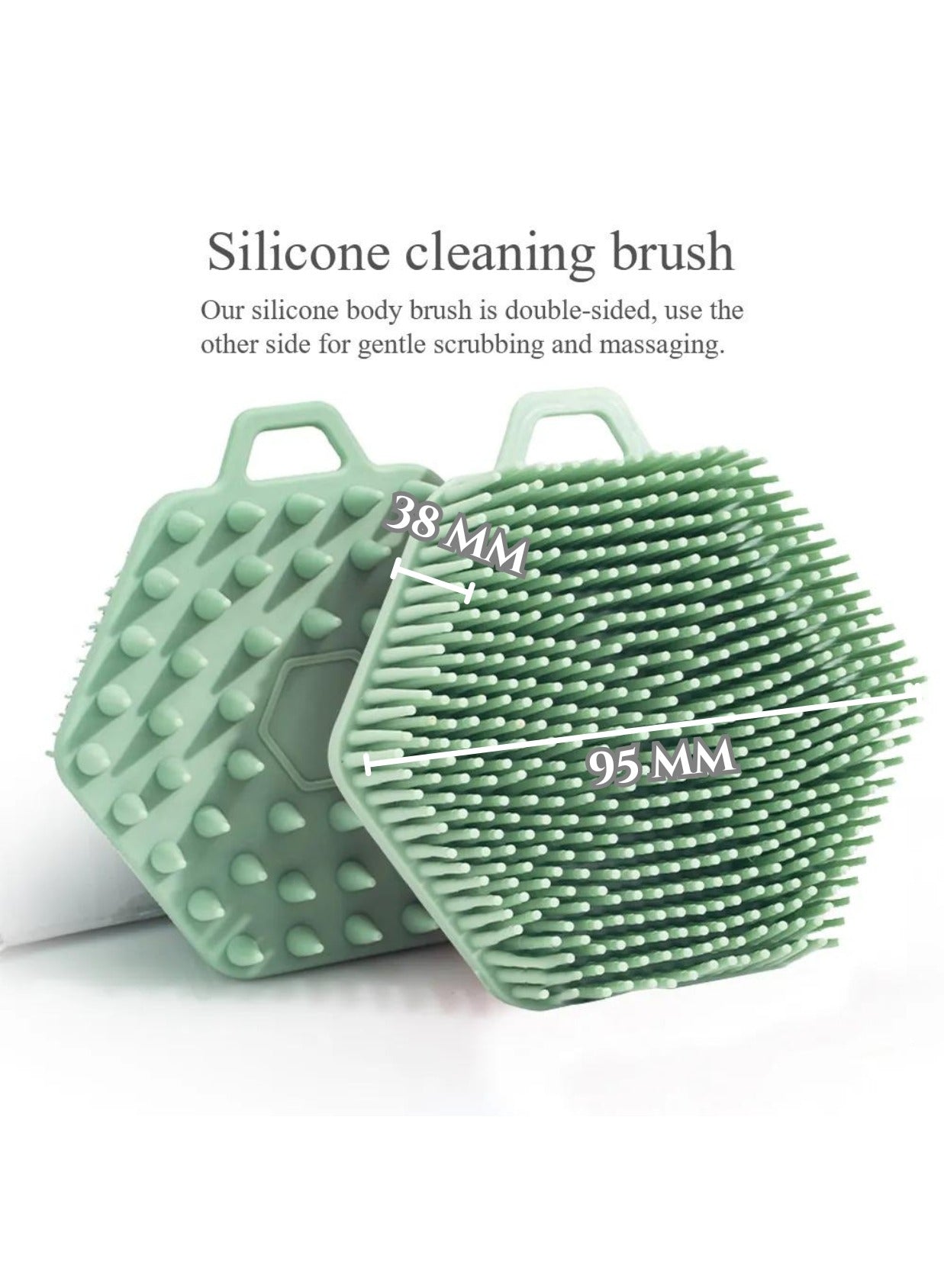 Silicone Double-Sided Shampoo and Shower Brush with Hanging Rope for Easy Drying, Soft Shower Brush, Household Silicone Shower Brush