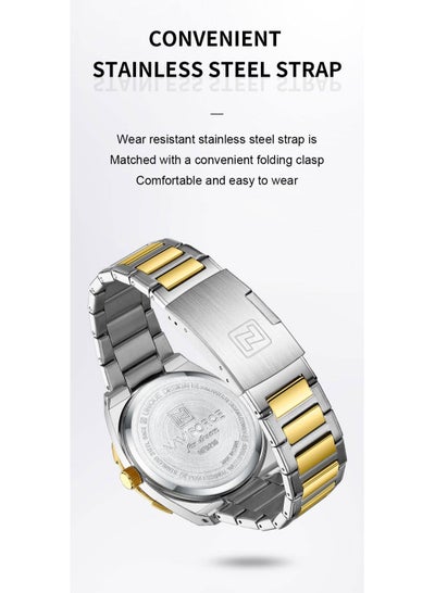 NAVIFORCE Watch for Men Waterproof 2023 Fashion Casual Steel Strap Watches Gold with Double Calendar Luminous hands Display Quzrtz Wristwatch NF9218