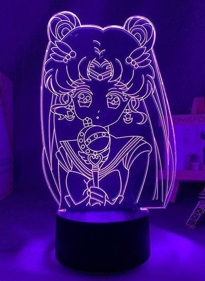 Night Light 3D Illusion Cartoon Anime Boy Character Lamp with USB Remote LED Lights with Touch Button Desk Lamp Home Bedroom Creative Child Teen Bedroom Sleep Baby Spie