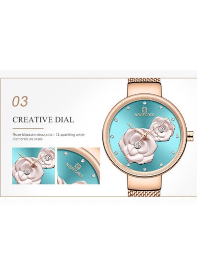 NAVIFORCE Women Luxury Creative Design Watch Stainless Steel Mesh Band Watches for Lady NF5013