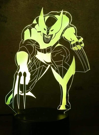 مصباح مكتب LED ثلاثي الأبعاد متعدد الألوان ضوء ليلي Marvel hotmovie Wolverine Hero 7/16 لون متغير USB للأطفال الصغار هدية عيد الميلاد سرير المنزل Decro Wolverine